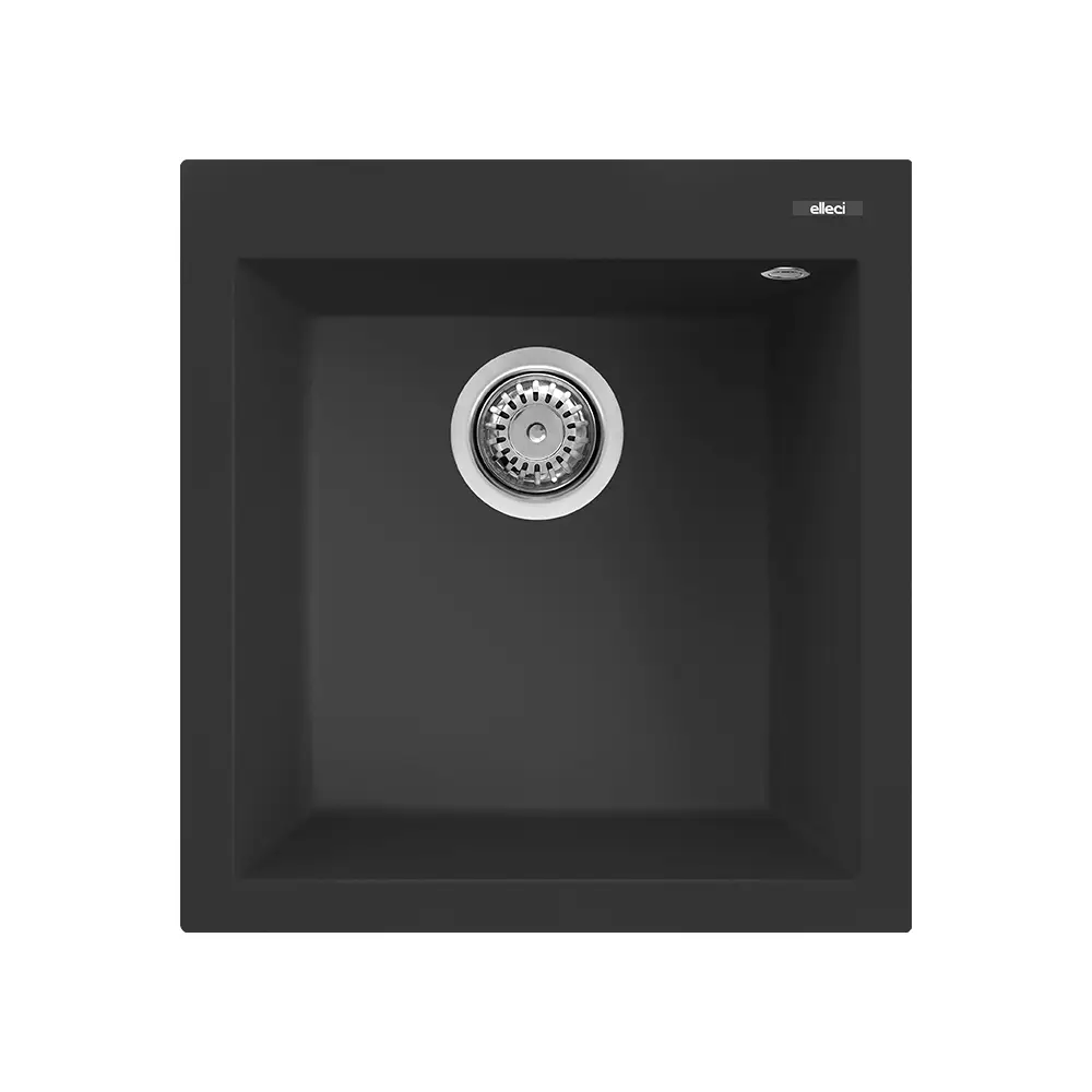 Elleci lavello da cucina 1 vasca 47,1x50,1cm in granitek nero installazione sopratop | Quadra 102 Elleci lavello da cucina 1 vasca 47,1x50,1cm in granitek nero installazione sopratop | Quadra 102