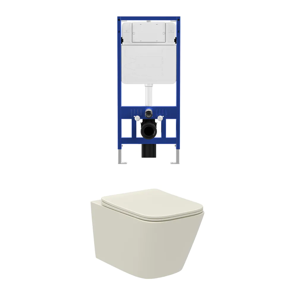 Kit WC sospeso e sistema di scarico da incasso mod. Kyoto khaki opaco Kit WC sospeso e sistema di scarico da incasso mod. Kyoto khaki opaco