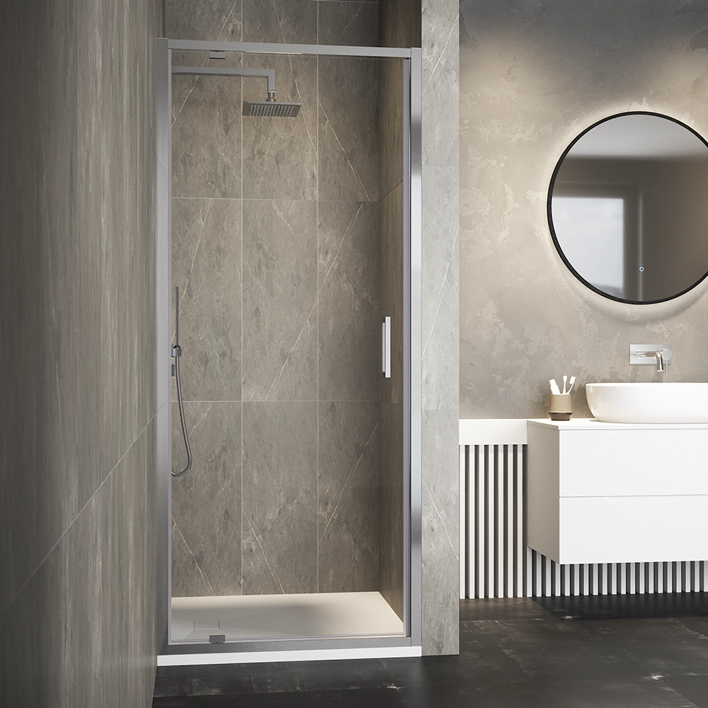 Porta doccia 90cm apertura a battente vetro 6mm trasparente | Aruba Porta doccia 90cm apertura a battente vetro 6mm trasparente | Aruba