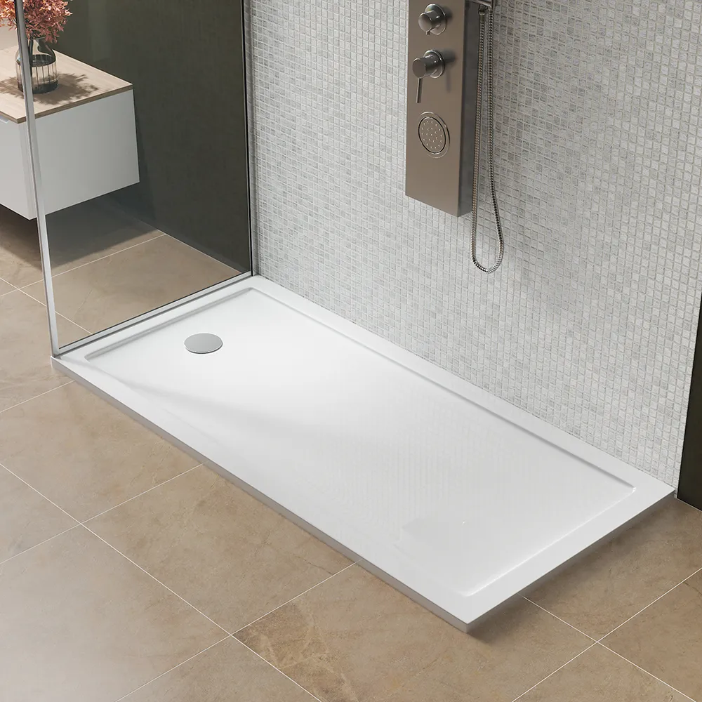 Piatto doccia 70x140 cm bianco lucido bordato in acrilico rinforzato | Asteios Piatto doccia 70x140 cm bianco lucido bordato in acrilico rinforzato | Asteios