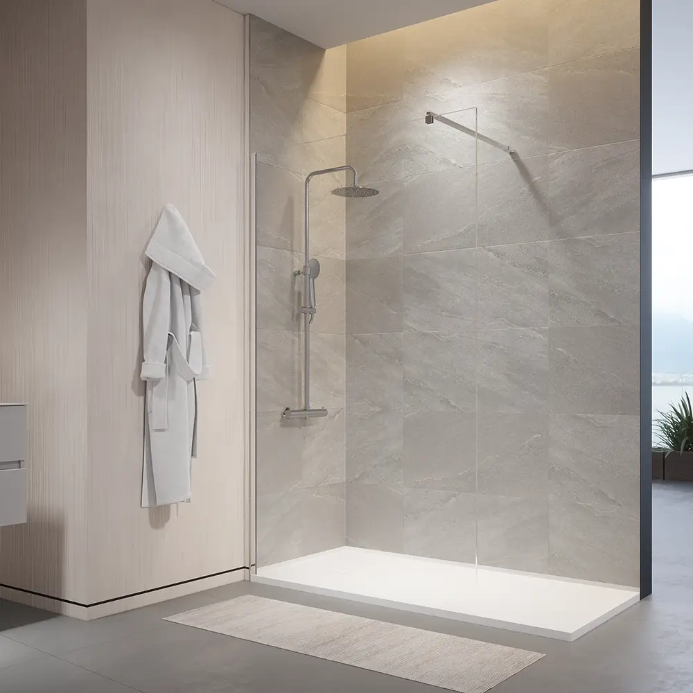 Parete doccia walk-in vetro temperato 10mm trasparente mod. Naxos Parete doccia walk-in vetro temperato 10mm trasparente mod. Naxos