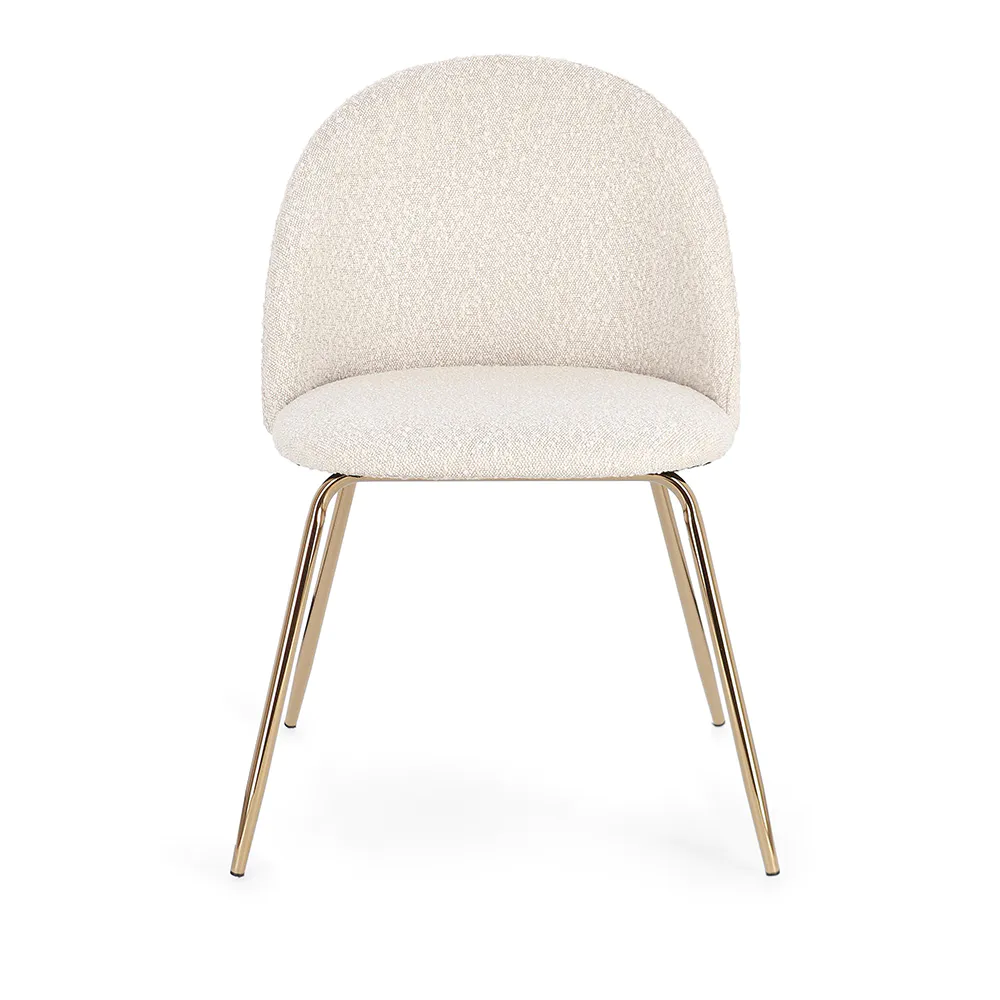 Set 4 sedie seduta in poliestere effetto bouclè avorio e gambe in acciaio dorato | Tanya Set 4 sedie seduta in poliestere effetto bouclè avorio e gambe in acciaio dorato | Tanya
