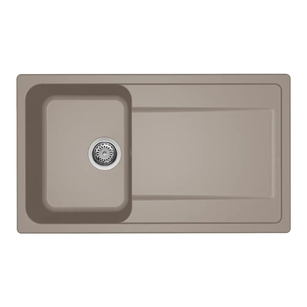 Elleci lavello da cucina 1 vasca con gocciolatoio 86x50cm in granitek tortora installazione sopratop | Life 400 Elleci lavello da cucina 1 vasca con gocciolatoio 86x50cm in granitek tortora installazione sopratop | Life 400