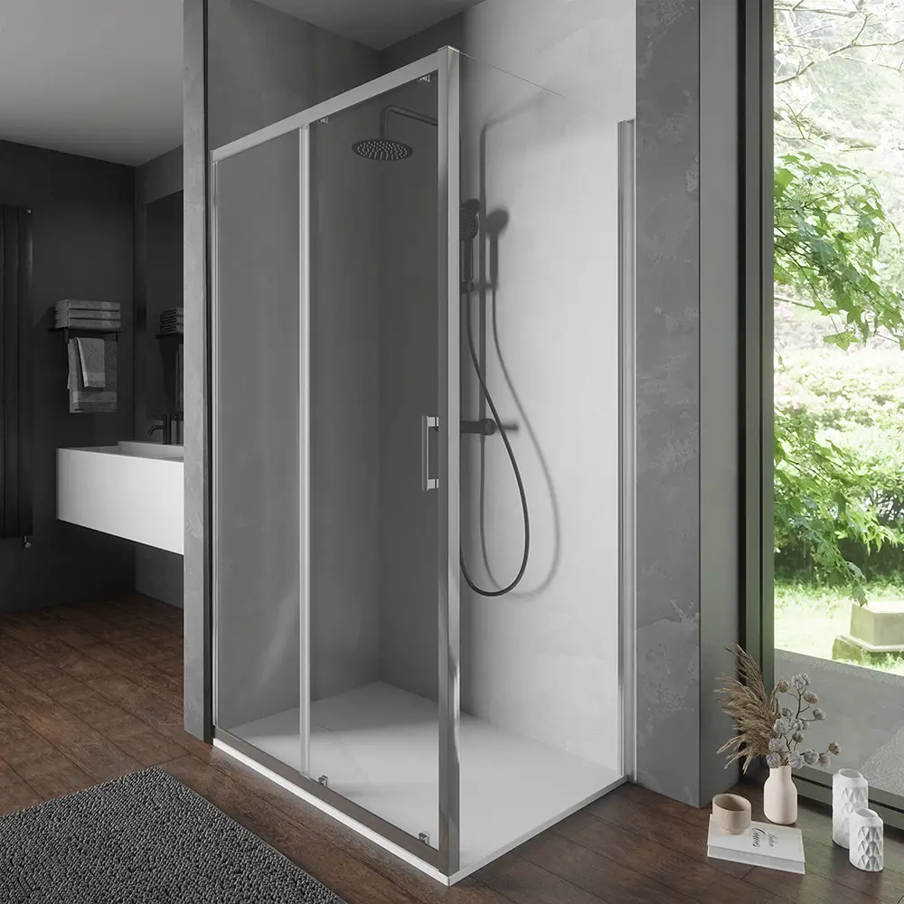 Box doccia 80x120 cm scorrevole vetro temperato 6mm trasparente h198 | Tahiti Box doccia 80x120 cm scorrevole vetro temperato 6mm trasparente h198 | Tahiti