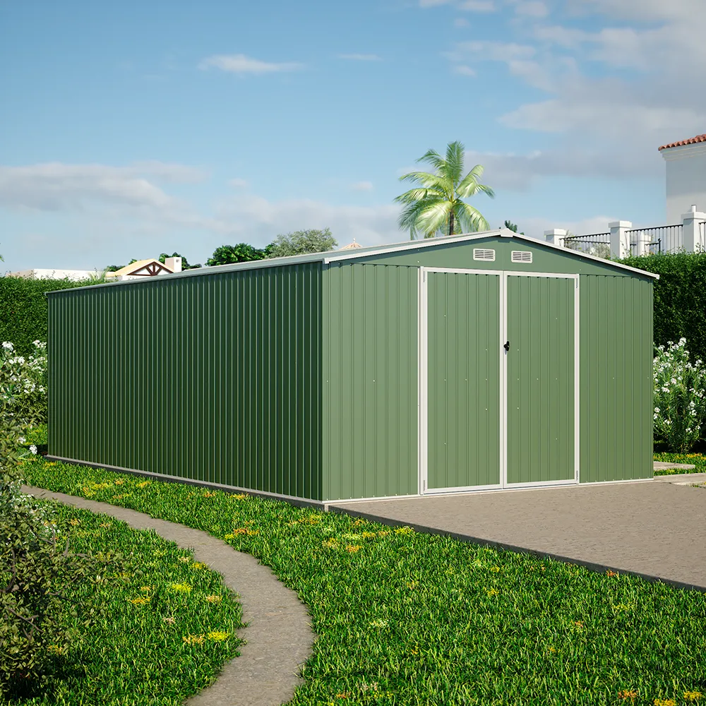 Casetta da giardino in acciaio zincato verde 5,96x3,56xh2,17m -258kg - 21,2 metri quadri Casetta da giardino in acciaio zincato verde 5,96x3,56xh2,17m -258kg - 21,2 metri quadri