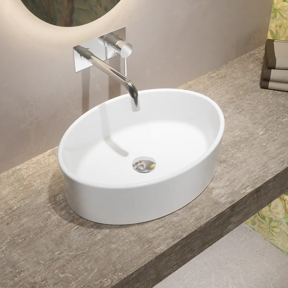 Lavabo da appoggio ovale 51,5x41x14 cm Bianco Lavabo da appoggio ovale 51,5x41x14 cm Bianco