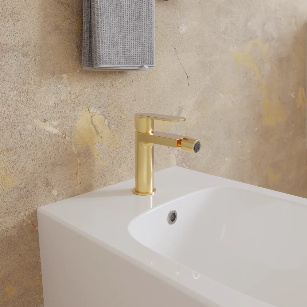 Miscelatore bidet senza scarico oro spazzolato | Margot