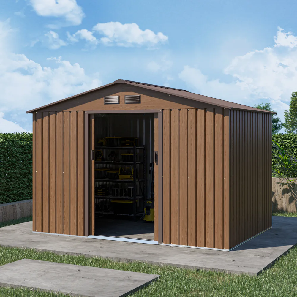 Casetta da giardino in acciaio zincato nocciola 2,77x1,95x1,93 m - 65kg - 4,8 metri quadri