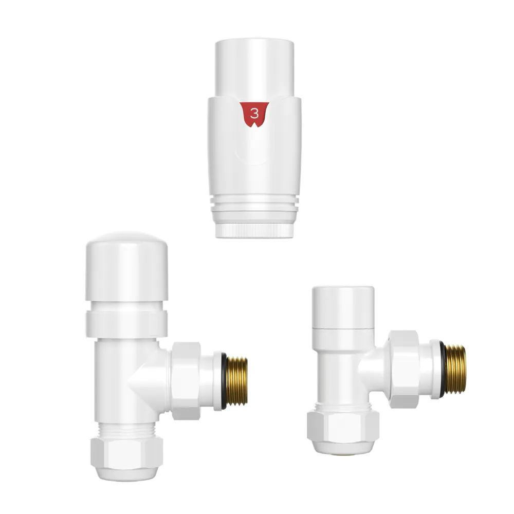Coppia valvole termostatiche in ottone 16mm 1/2" bianco lucido