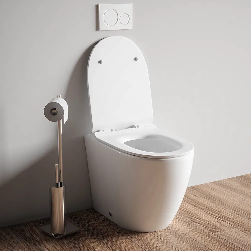 Vaso filo muro in ceramica bianca con sedile copri-wc slim softclose | Roma Vaso filo muro in ceramica bianca con sedile copri-wc slim softclose | Roma