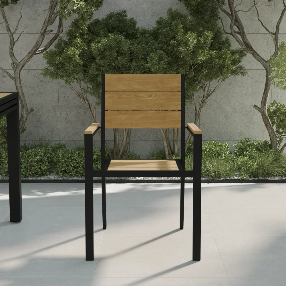 Sedia da esterno a doghe in polywood nera | Camir Sedia da esterno a doghe in polywood nera | Camir