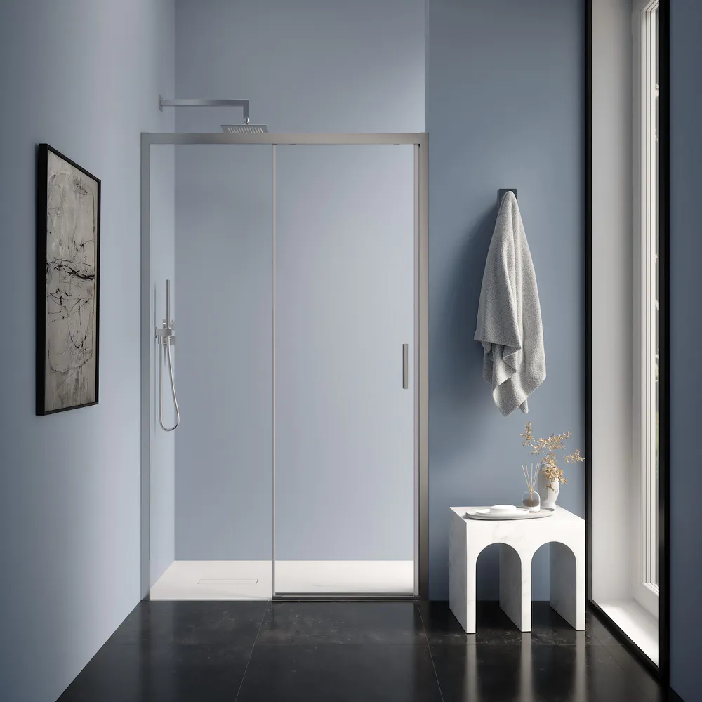 Porta doccia per nicchia scorrevole 130 cm profili cromati vetro 6mm trasparente h190 | Cuba Porta doccia per nicchia scorrevole 130 cm profili cromati vetro 6mm trasparente h190 | Cuba