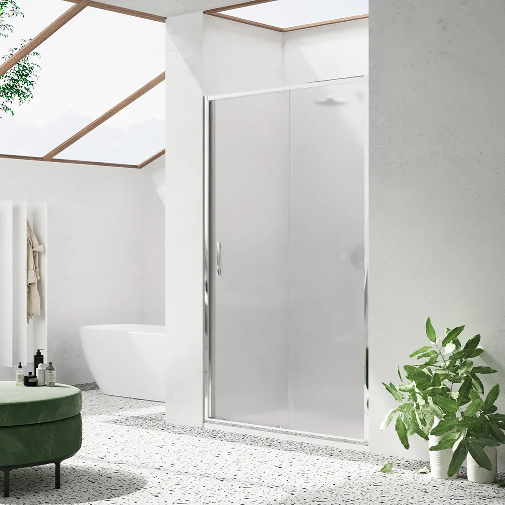 Porta doccia 140cm profili slim cromati vetro 6mm opaco h190 | Portofino Porta doccia 140cm profili slim cromati vetro 6mm opaco h190 | Portofino