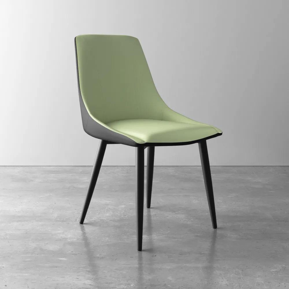 Set 2 sedie in similpelle verde e nero schienale avvolgente con gambe in acciaio nero | Clelia Set 2 sedie in similpelle verde e nero schienale avvolgente con gambe in acciaio nero | Clelia