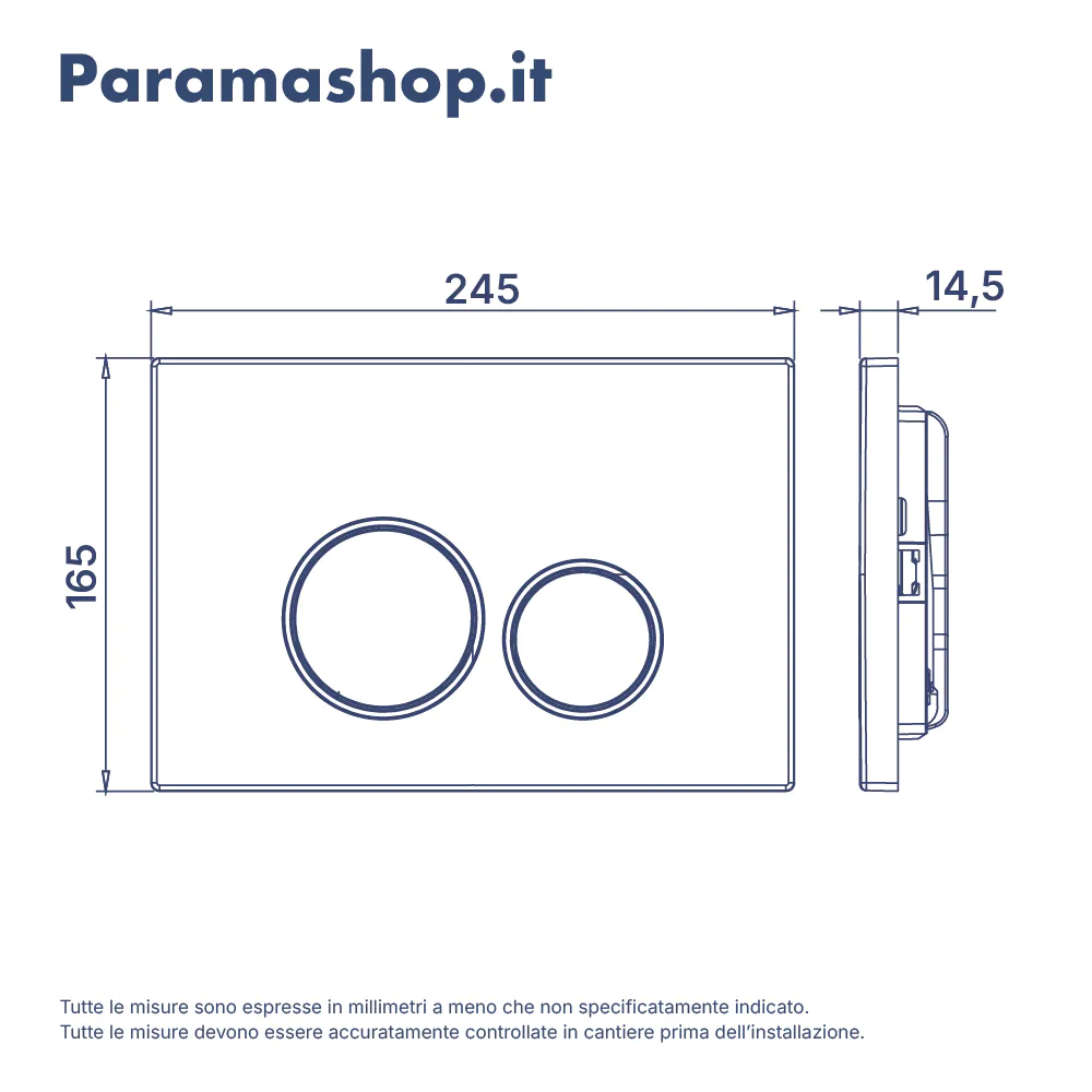 Placca di scarico doppio tasto in ABS bianco lucido e cromato Placca di scarico doppio tasto in ABS bianco lucido e cromato