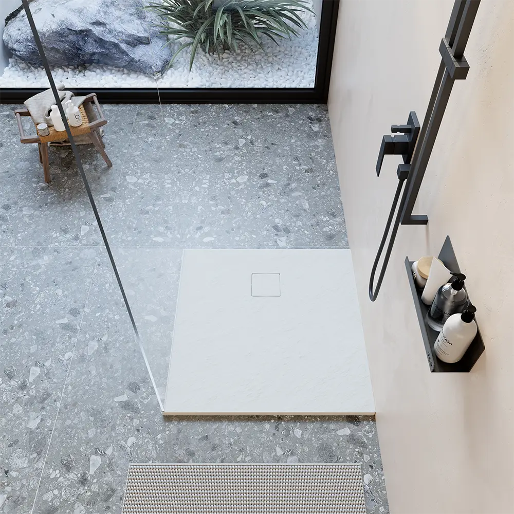 Piatto doccia 80x80 cm colore bianco effetto pietra | Samos Piatto doccia 80x80 cm colore bianco effetto pietra | Samos