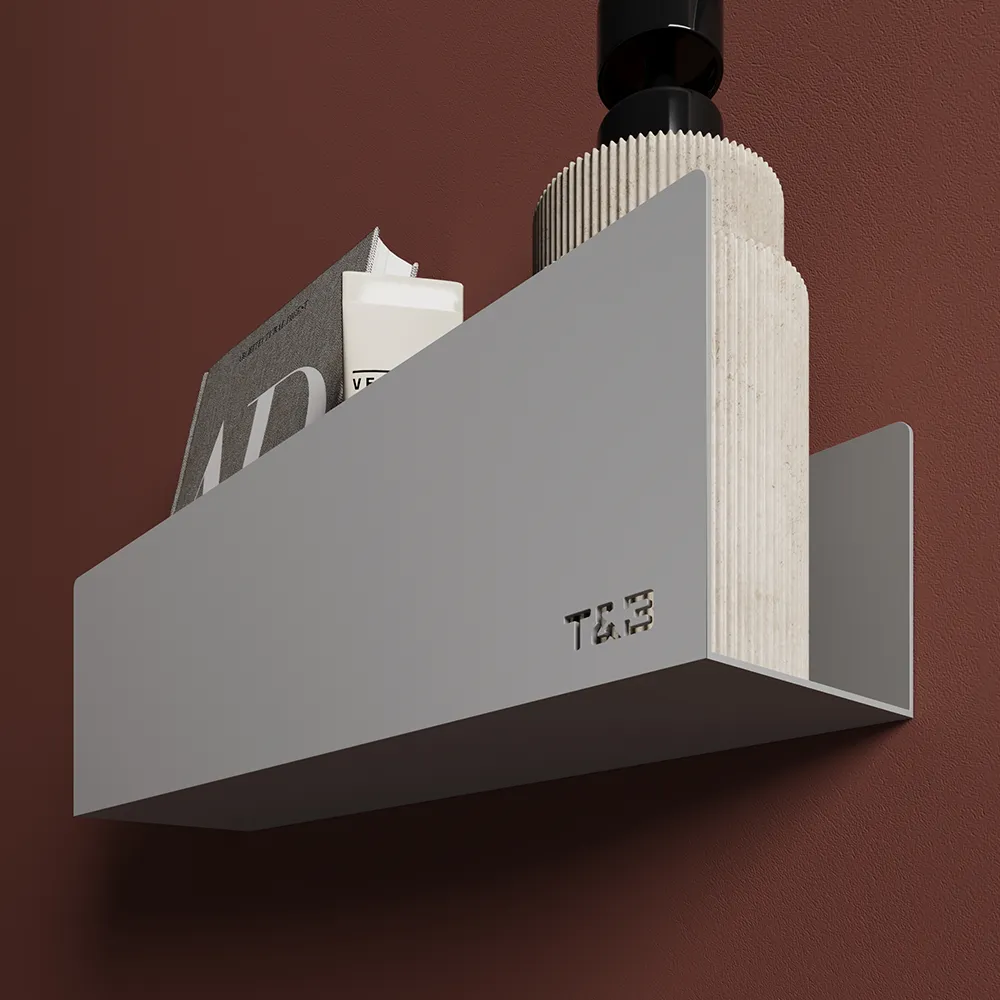 Mensola doccia portaoggetti da 20cm in alluminio grigio opaco | Alta Mensola doccia portaoggetti da 20cm in alluminio grigio opaco | Alta