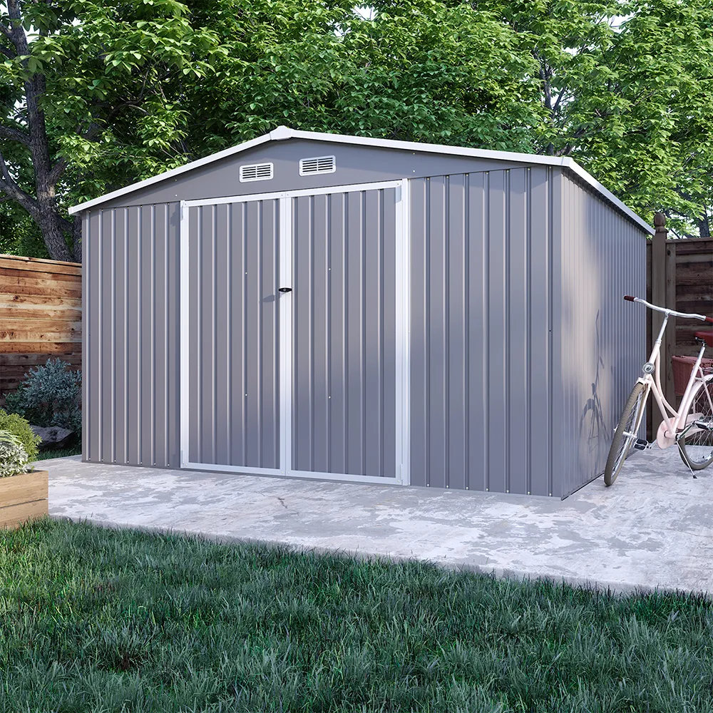 Casetta da giardino in acciaio zincato grigio 3,21x2,77xh2,17 m - 129kg - 8,9 metri quadri Casetta da giardino in acciaio zincato grigio 3,21x2,77xh2,17 m - 129kg - 8,9 metri quadri