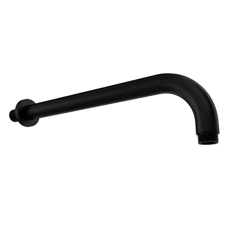 Braccio doccia tondo in ottone nero opaco 40 cm Braccio doccia tondo in ottone nero opaco 40 cm