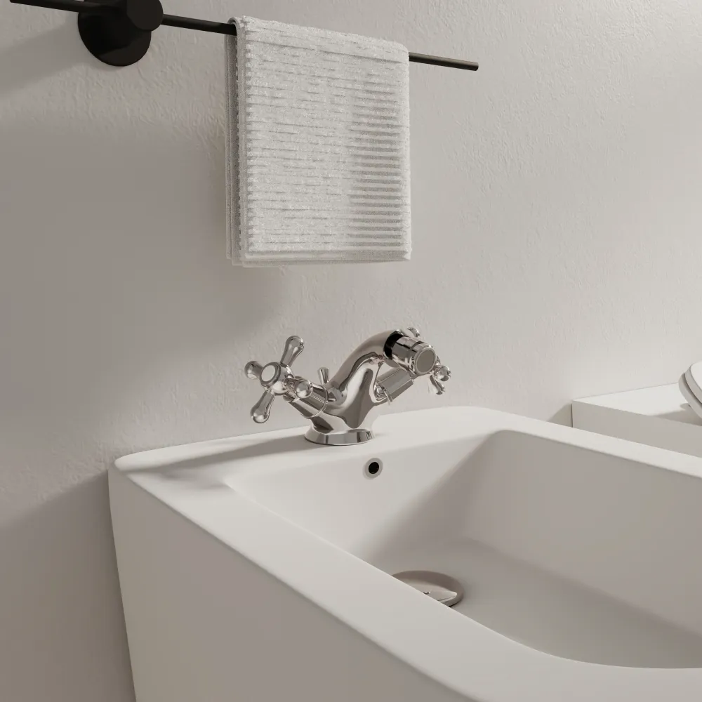 Miscelatore bidet cromato con scarico a saltartello e piletta in acciaio inclusa | Julia