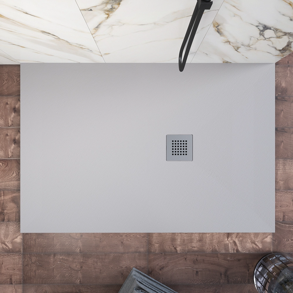 Piatto doccia 80x100cm in marmoresina grigio effetto pietra | Kos Piatto doccia 80x100cm in marmoresina grigio effetto pietra | Kos