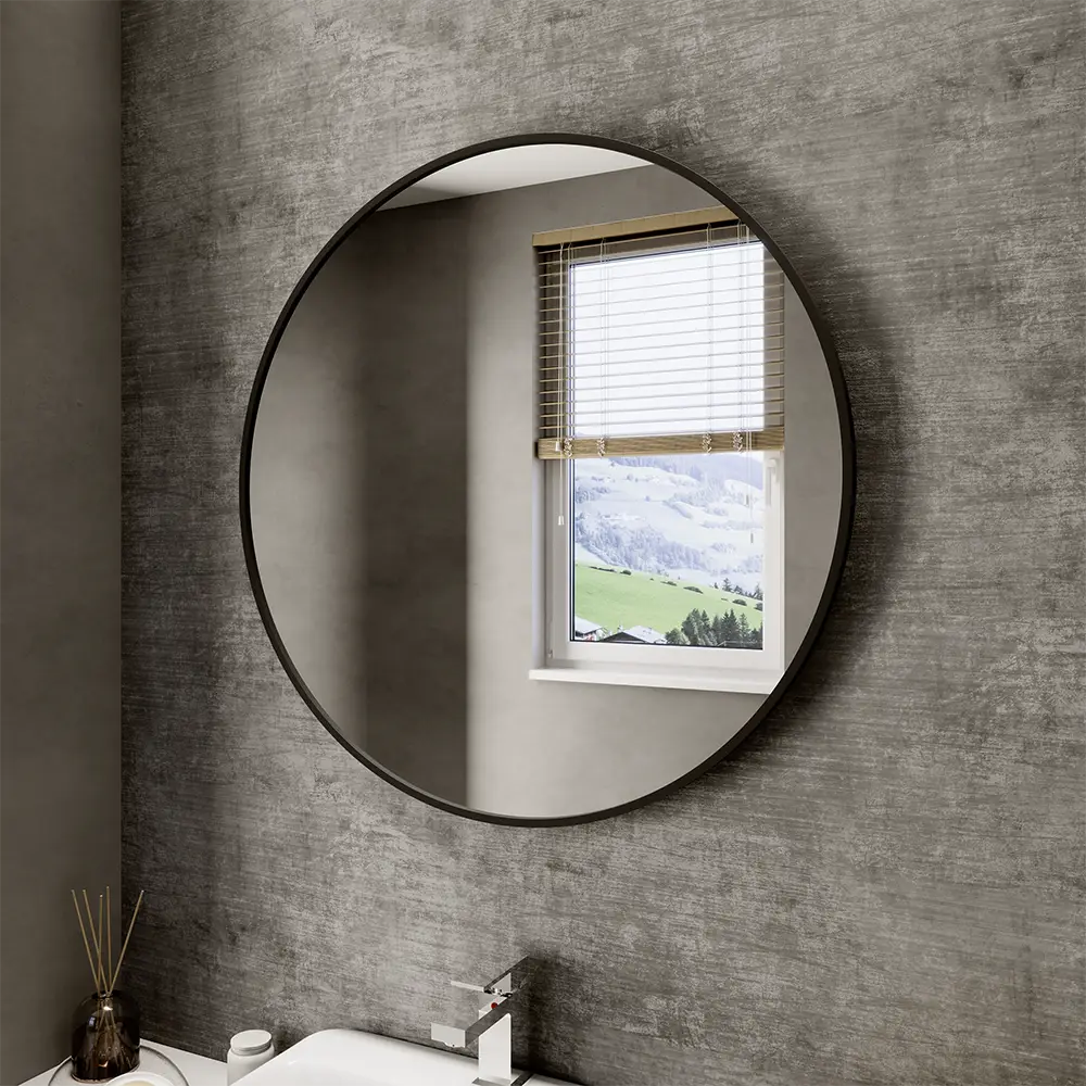 Specchio tondo Ø 60 cm con cornice nero opaco Specchio tondo Ø 60 cm con cornice nero opaco