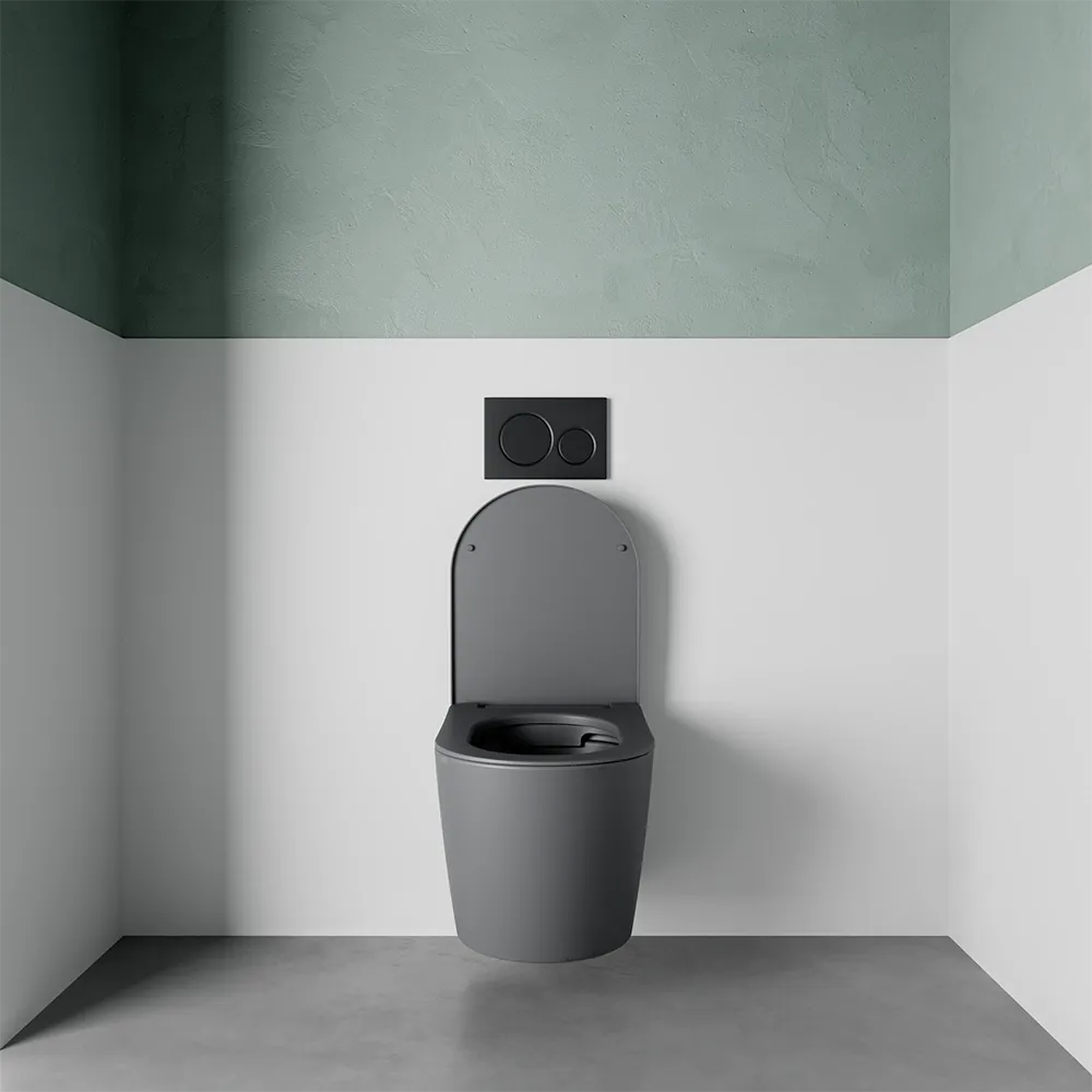 Vaso sospeso in ceramica grigio opaco con sedile soft-close | Vienna Vaso sospeso in ceramica grigio opaco con sedile soft-close | Vienna