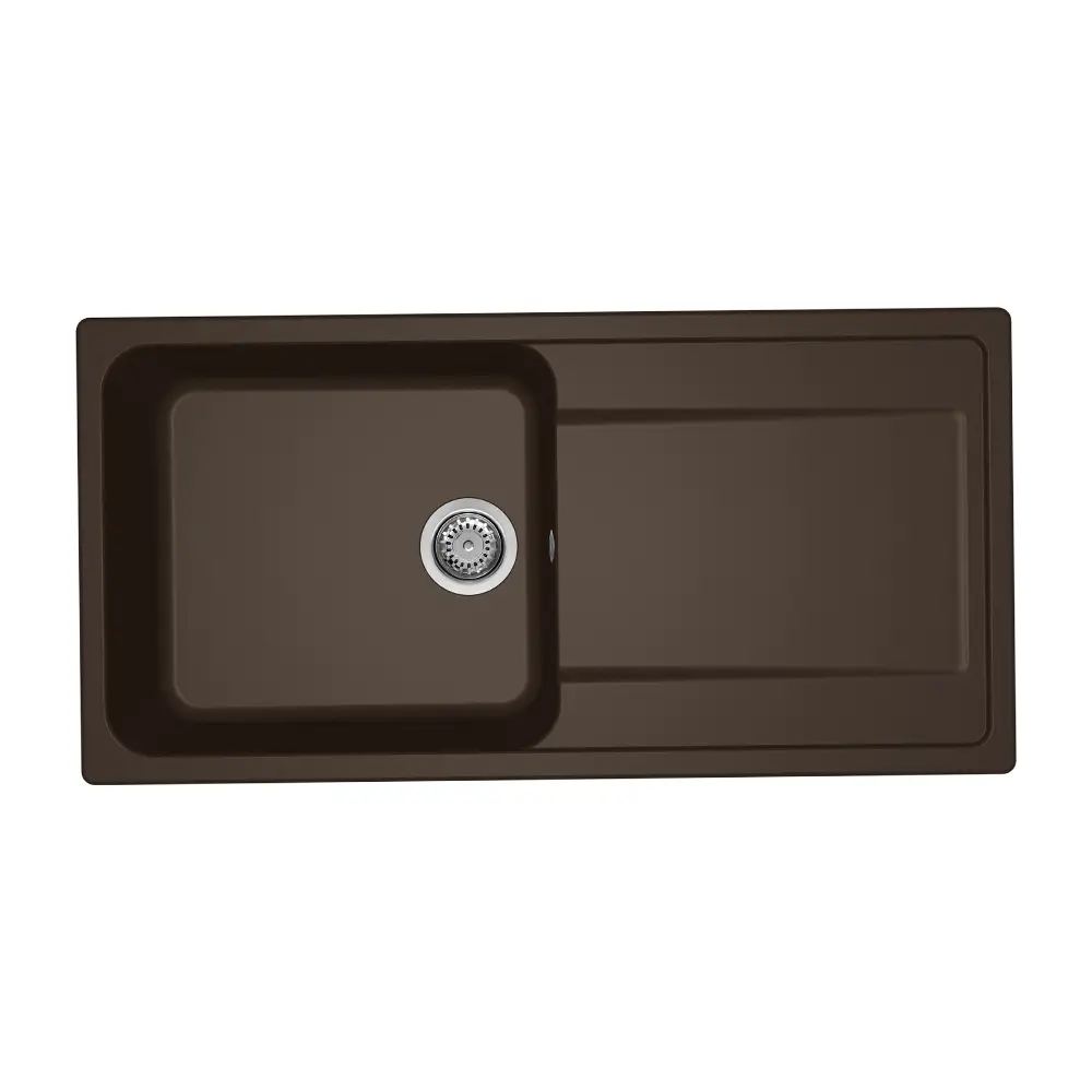 Elleci lavello da cucina 1 vasca con gocciolatoio 100x50cm in granitek espresso installazione sopratop | Life 480 Elleci lavello da cucina 1 vasca con gocciolatoio 100x50cm in granitek espresso installazione sopratop | Life 480