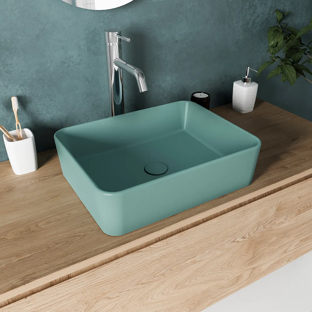 Lavabo da appoggio rettangolare 48x37x13,5 cm carta da zucchero | Caspio Lavabo da appoggio rettangolare 48x37x13,5 cm carta da zucchero | Caspio
