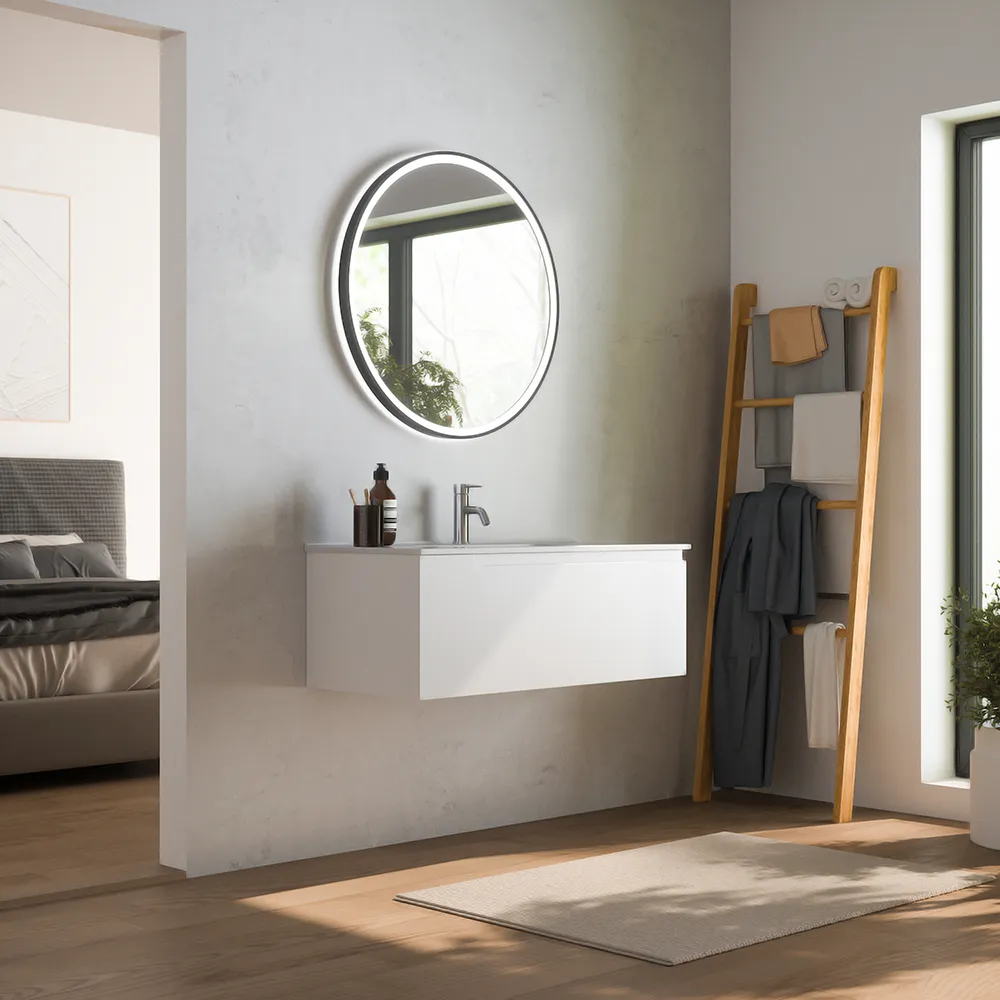 Mobile bagno sospeso 120 cm un cassetto bianco opaco con lavabo | Ardenne Mobile bagno sospeso 120 cm un cassetto bianco opaco con lavabo | Ardenne