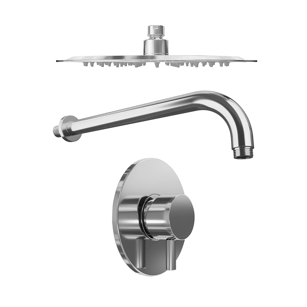 Set doccia cromato - Miscelatore incasso Katharine con braccio e soffione slim 20 cm Set doccia cromato - Miscelatore incasso Katharine con braccio e soffione slim 20 cm