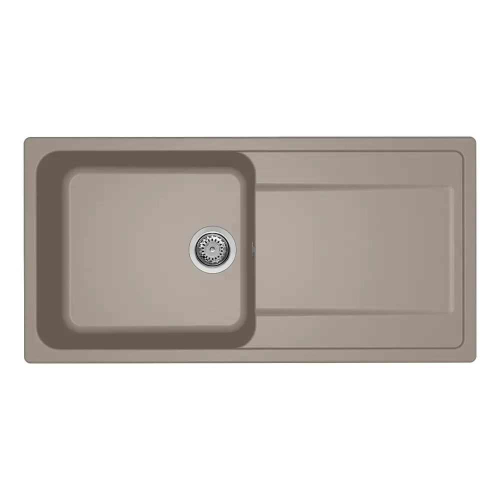 Elleci lavello da cucina 1 vasca con gocciolatoio 100x50cm in granitek tortora installazione sopratop | Life 480 Elleci lavello da cucina 1 vasca con gocciolatoio 100x50cm in granitek tortora installazione sopratop | Life 480