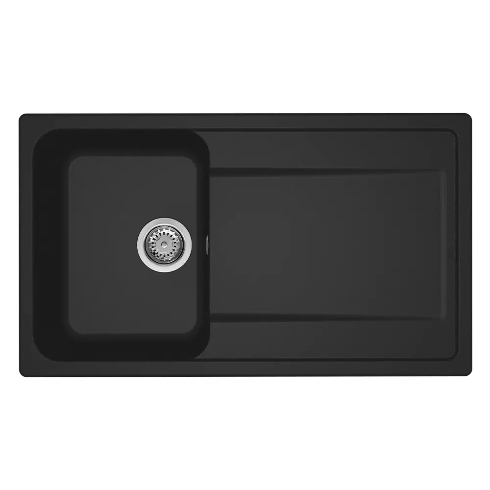 Elleci lavello da cucina 1 vasca con gocciolatoio 86x50cm in granitek nero installazione sopratop | Life 400 Elleci lavello da cucina 1 vasca con gocciolatoio 86x50cm in granitek nero installazione sopratop | Life 400