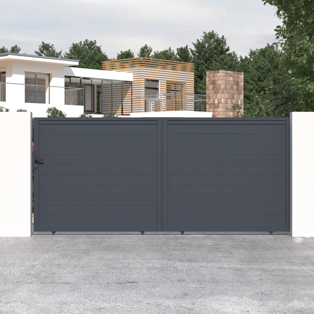 Cancello in alluminio scorrevole 392x173cm grigio freddo