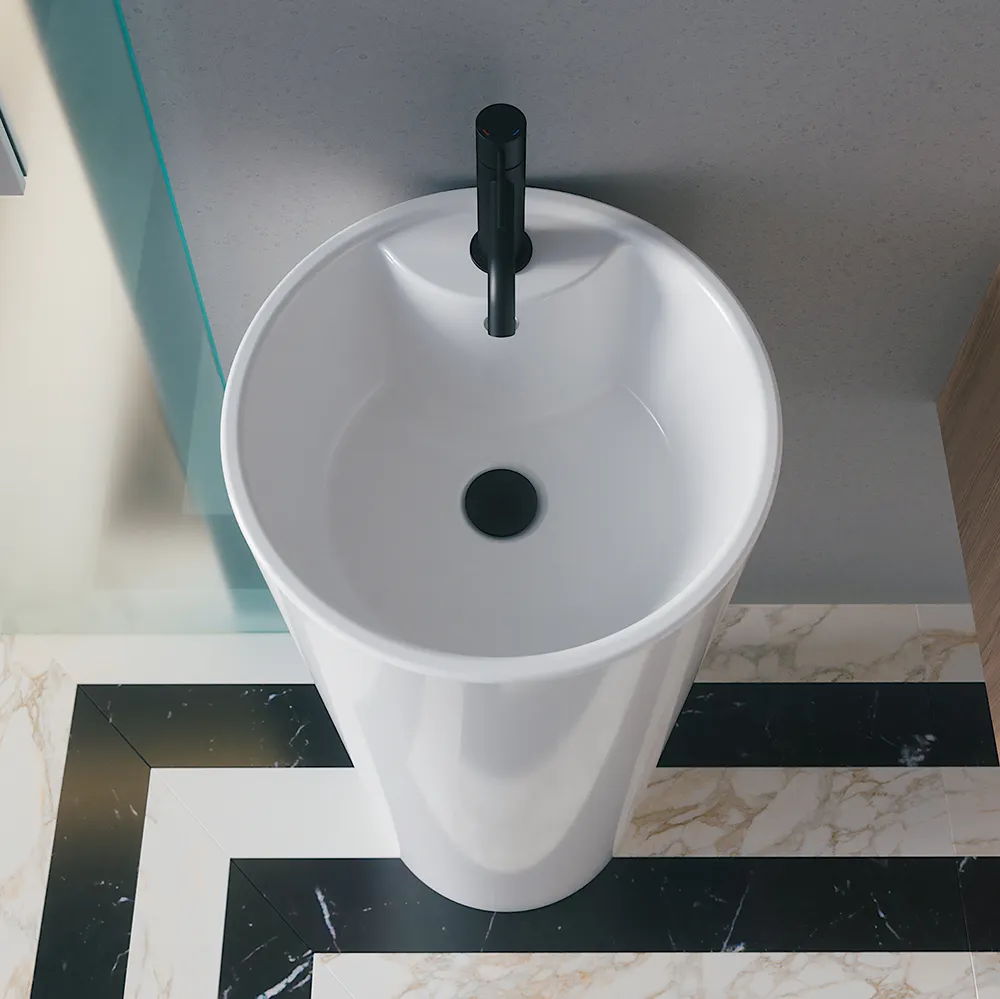 Lavabo freestanding diam. 40 cm in ceramica bianco lucido con troppopieno | Azov Lavabo freestanding diam. 40 cm in ceramica bianco lucido con troppopieno | Azov