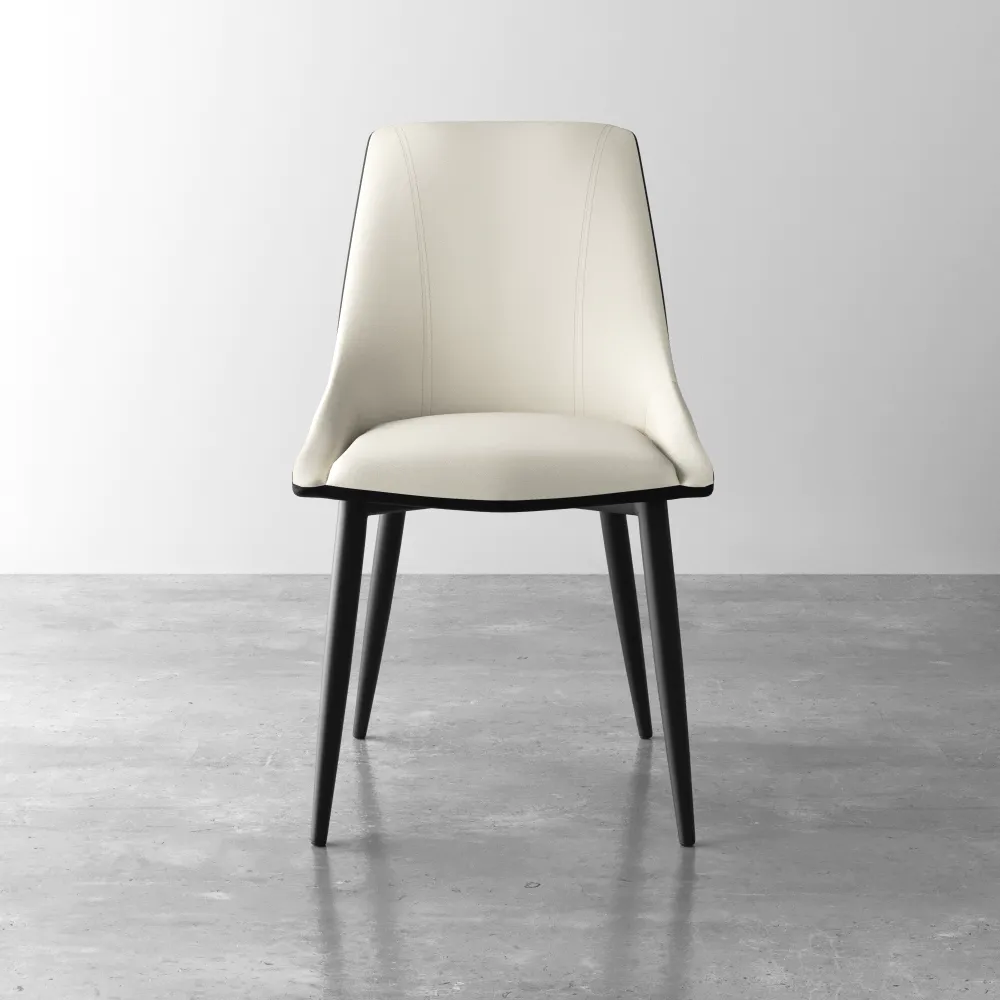 Set 2 sedie in similpelle beige e nero schienale avvolgente con gambe in acciaio nero | Clelia Set 2 sedie in similpelle beige e nero schienale avvolgente con gambe in acciaio nero | Clelia