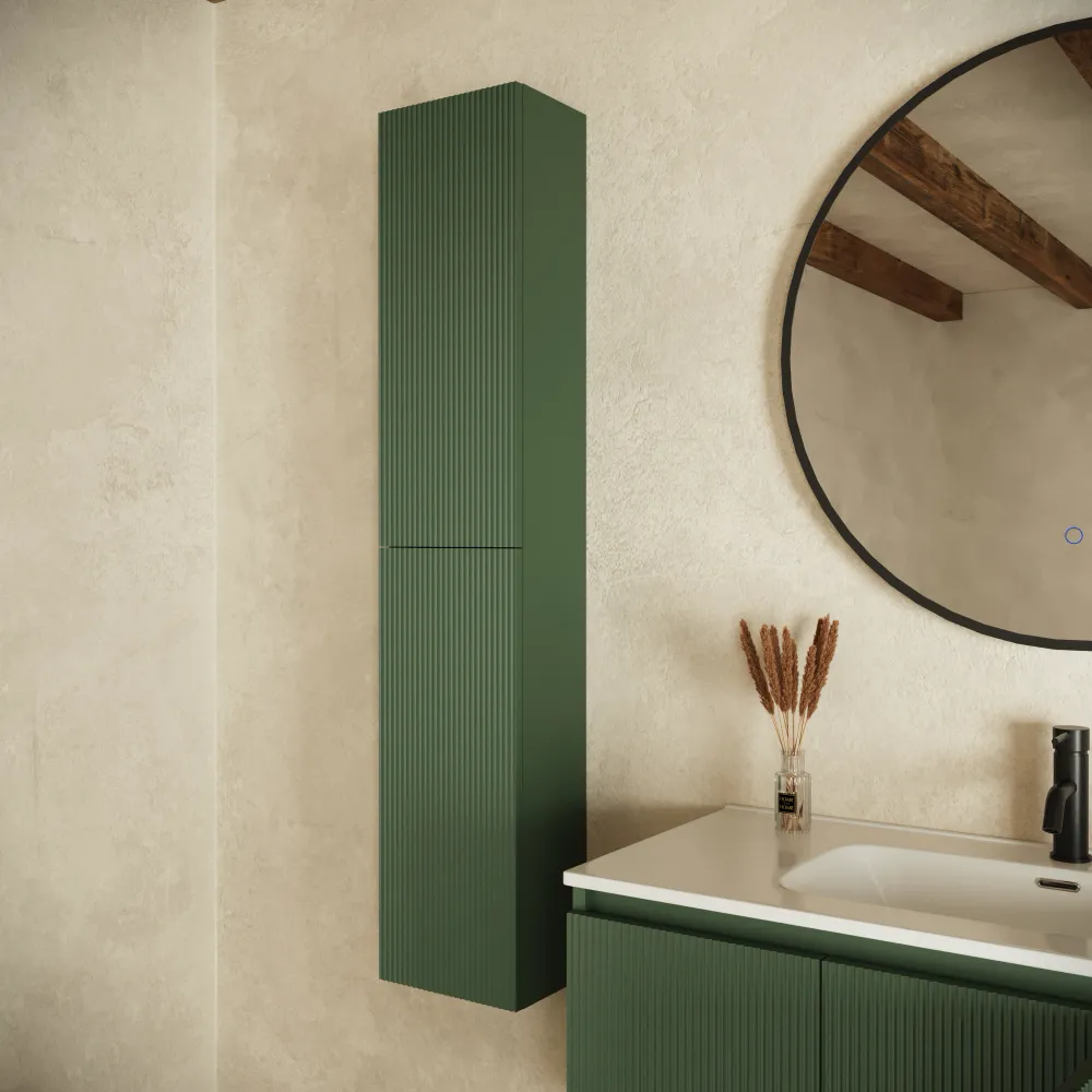 Colonna bagno sospesa cannettata 140cm verde foresta reversibile | Pelion