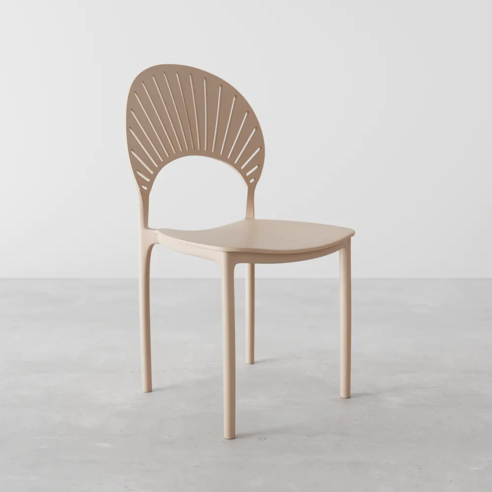 Sedia impilabile in polipropilene tortora con schienale a raggi | Iris