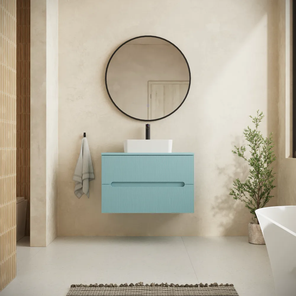 Mobile bagno sospeso 70cm due cassetti carta da zucchero cannettato con top | Tigua Mobile bagno sospeso 70cm due cassetti carta da zucchero cannettato con top | Tigua