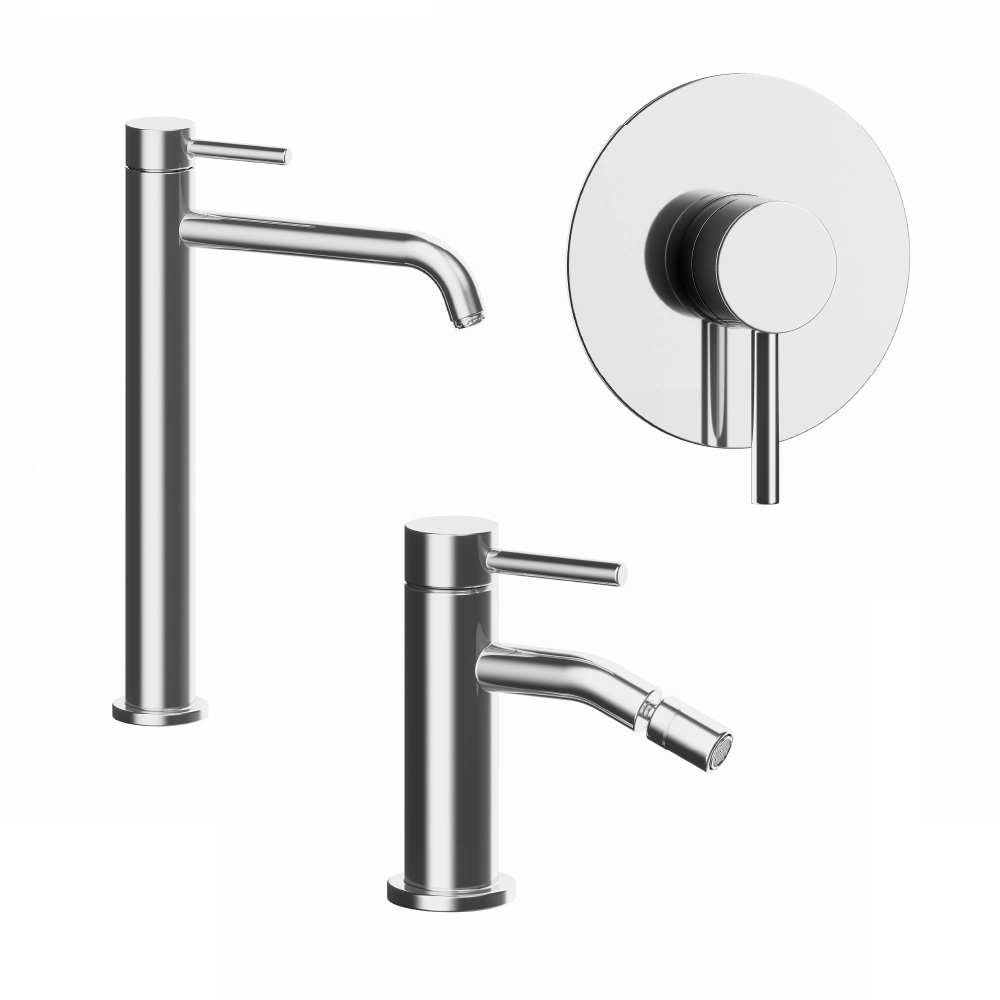 Set miscelatori: lavabo alto bidet senza scarico e incasso doccia monocomando cromato | Bette Set miscelatori: lavabo alto bidet senza scarico e incasso doccia monocomando cromato | Bette