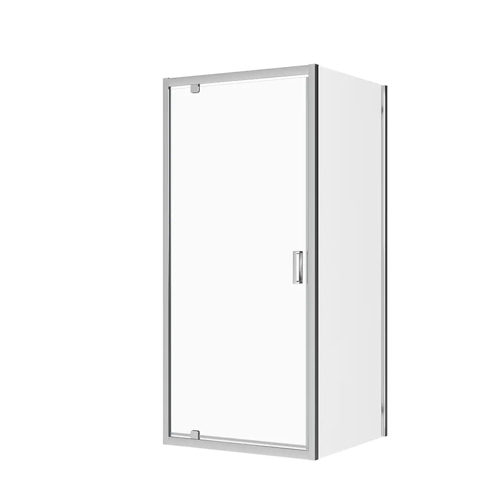 Box doccia angolare con porta battente e parete fissa mod. Apulia vetro 6mm temperato trasparente - Sfondo bianco Box doccia angolare con porta battente e parete fissa mod. Apulia vetro 6mm temperato trasparente - Sfondo bianco