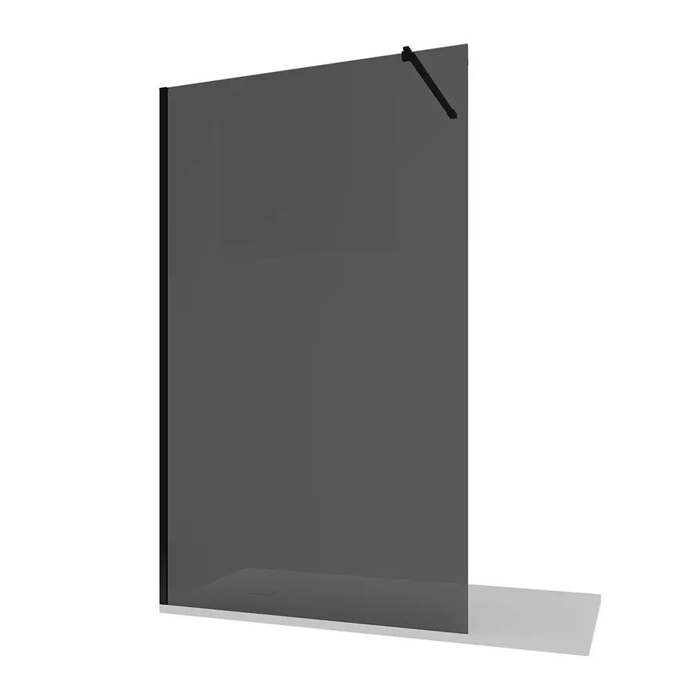 Doccia walk-in 140cm vetro temperato anticalcare 10mm fumé profili neri | Naxos Doccia walk-in 140cm vetro temperato anticalcare 10mm fumé profili neri | Naxos