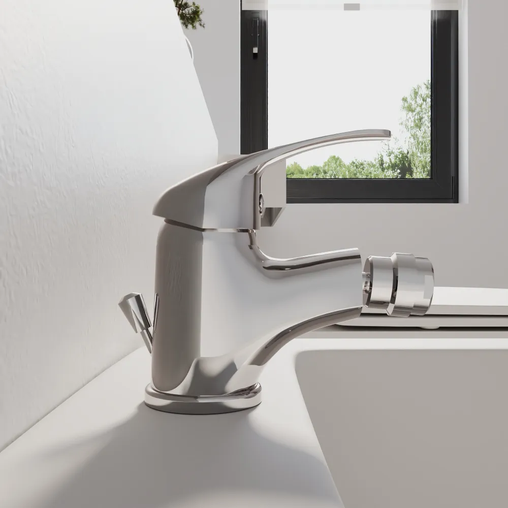 Miscelatore bidet cromato con scarico a saltarello e piletta in pvc inclusa | Natalie Miscelatore bidet cromato con scarico a saltarello e piletta in pvc inclusa | Natalie