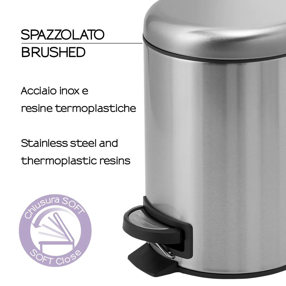 Portarifiuti 3LT in acciaio inox satinato | Potty
