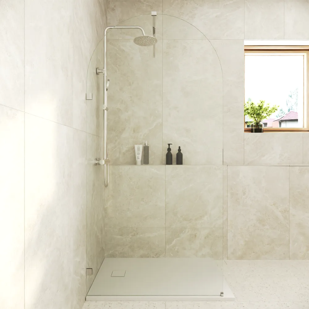 Doccia walk-in arco 120cm con cerniere cromate vetro trasparente 8mm easy clean h200| Nusa