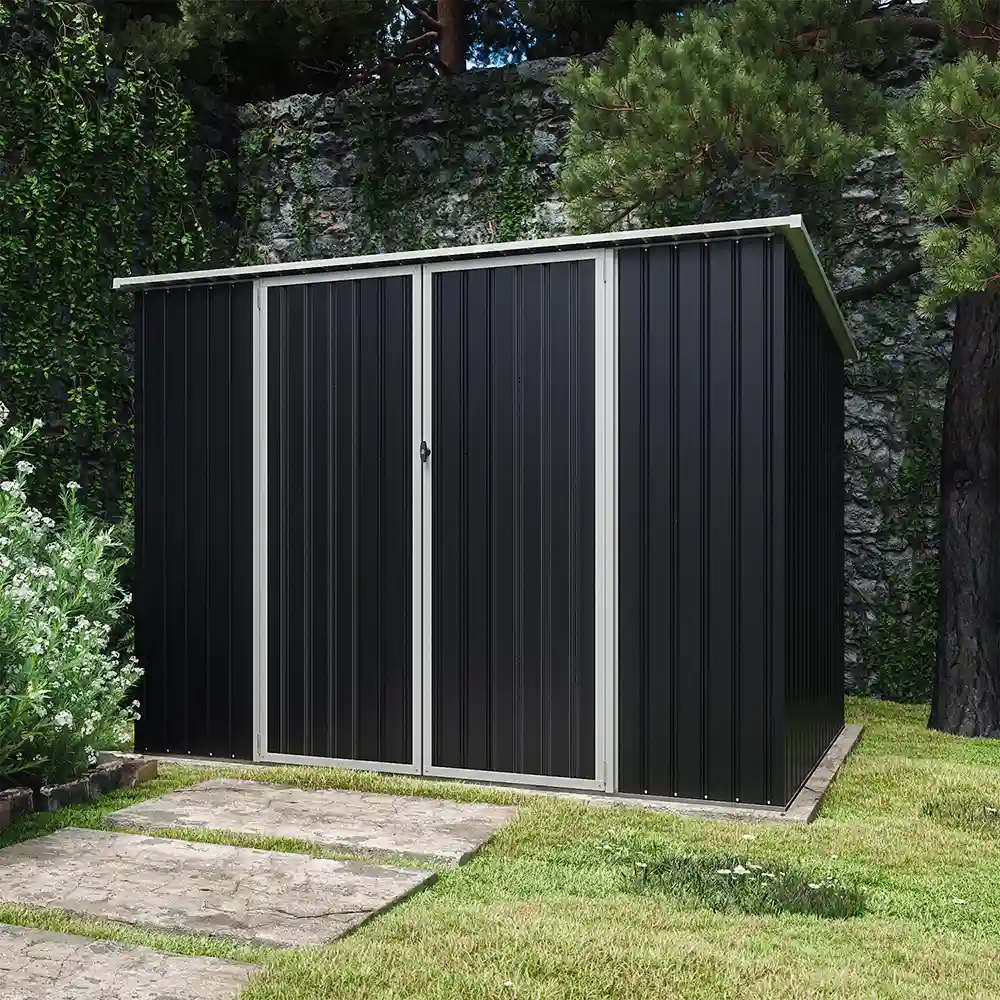 Casetta da giardino in acciaio zincato nero 2,77x1,93xh1,96m - 91kg - 5,35 metri quadri Casetta da giardino in acciaio zincato nero 2,77x1,93xh1,96m - 91kg - 5,35 metri quadri