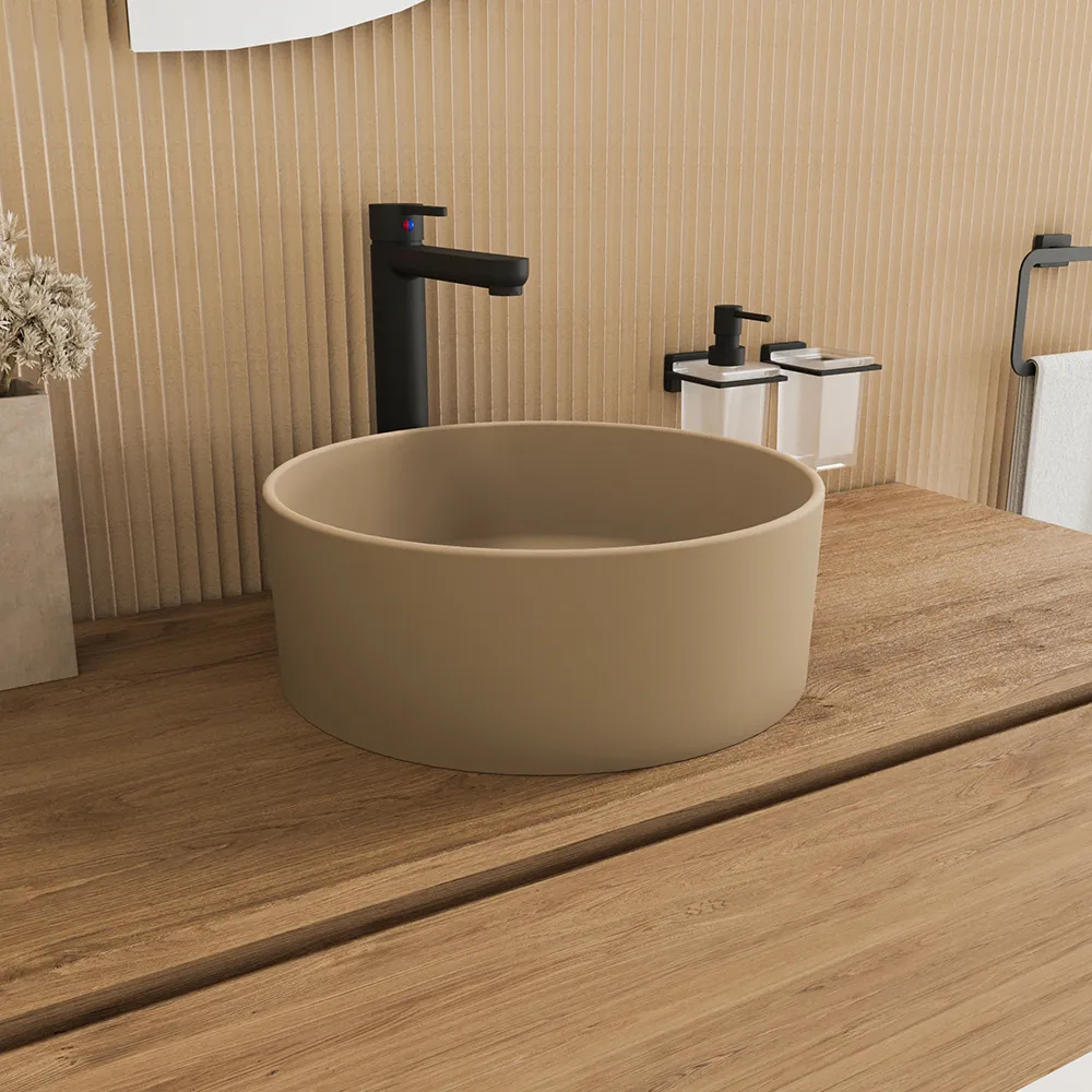 Lavabo da appoggio tondo 37,5x37,5x13,5 tortora | Tirreno Lavabo da appoggio tondo 37,5x37,5x13,5 tortora | Tirreno