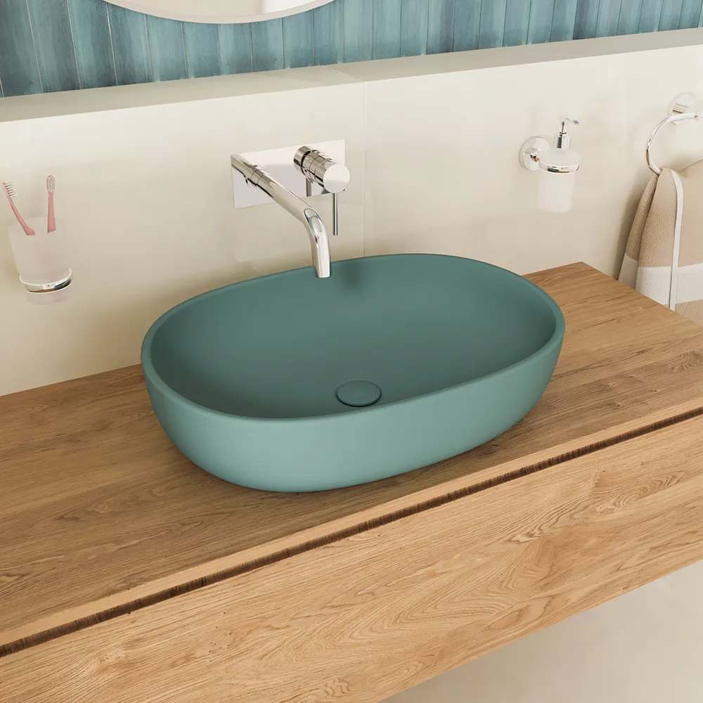 Lavabo da appoggio ovale 60x43x14,5 cm carta da zucchero Lavabo da appoggio ovale 60x43x14,5 cm carta da zucchero