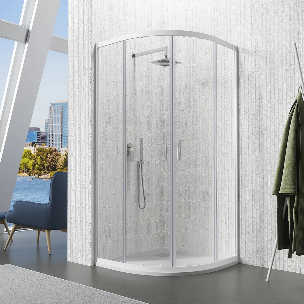 Box doccia semicircolare 80x80 cm trasparente 4 mm profili bianchi | Grenada Box doccia semicircolare 80x80 cm trasparente 4 mm profili bianchi | Grenada
