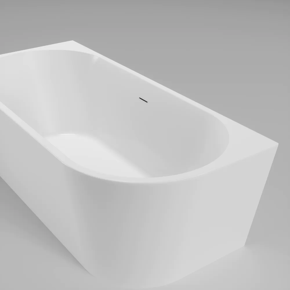 Vasca da bagno a muro 170cm bianco lucido lato destro | Charlotte
